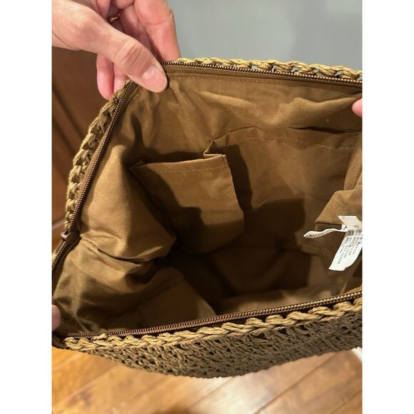 Capelli Straworld  Shoulder Bag Brown with‎ Beaded Circles on Handle - Picture 11 of 14